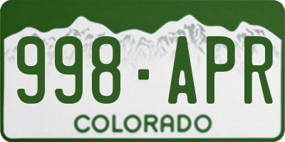 CO license plate 998APR