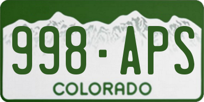 CO license plate 998APS