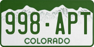 CO license plate 998APT