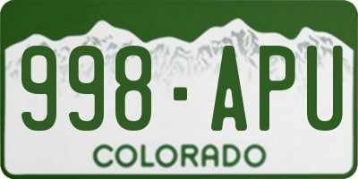 CO license plate 998APU