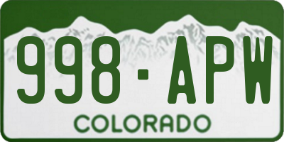 CO license plate 998APW