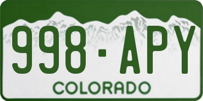 CO license plate 998APY