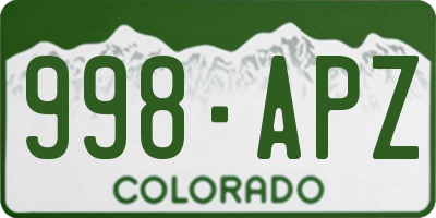 CO license plate 998APZ