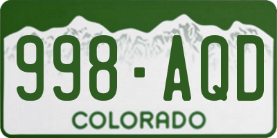 CO license plate 998AQD
