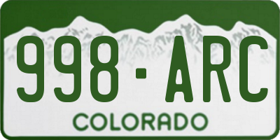 CO license plate 998ARC