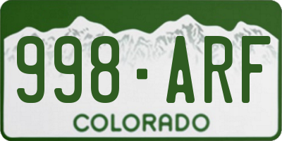 CO license plate 998ARF