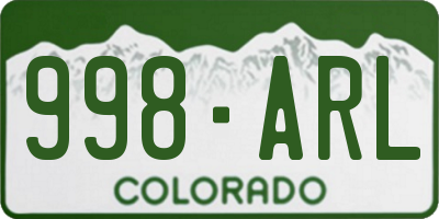 CO license plate 998ARL