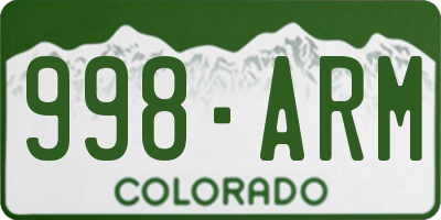 CO license plate 998ARM