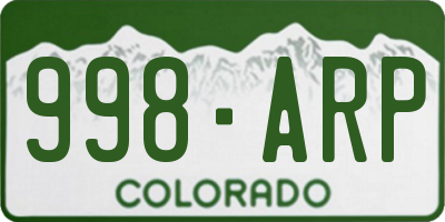 CO license plate 998ARP