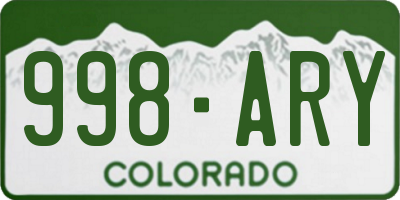 CO license plate 998ARY