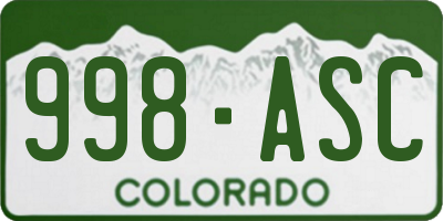 CO license plate 998ASC