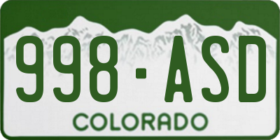 CO license plate 998ASD