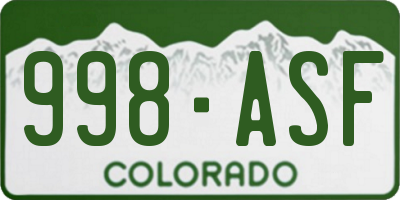 CO license plate 998ASF
