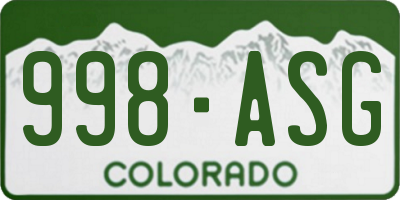 CO license plate 998ASG