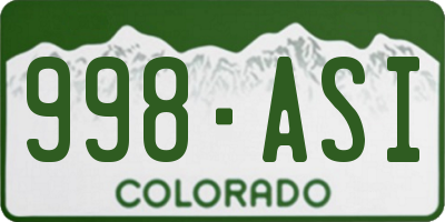 CO license plate 998ASI