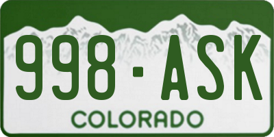 CO license plate 998ASK