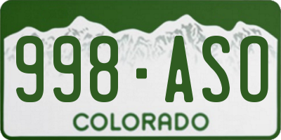 CO license plate 998ASO