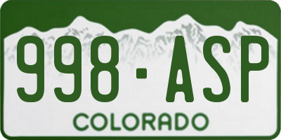 CO license plate 998ASP