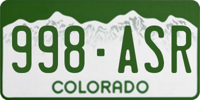 CO license plate 998ASR
