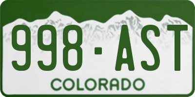 CO license plate 998AST