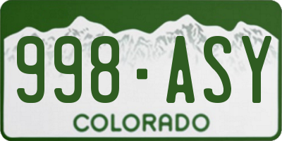 CO license plate 998ASY