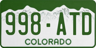 CO license plate 998ATD