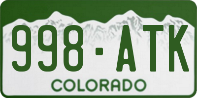 CO license plate 998ATK