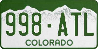 CO license plate 998ATL