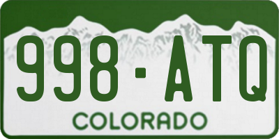 CO license plate 998ATQ