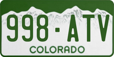 CO license plate 998ATV