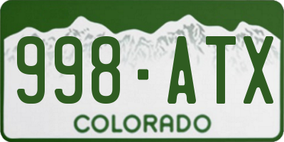 CO license plate 998ATX