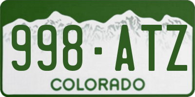 CO license plate 998ATZ