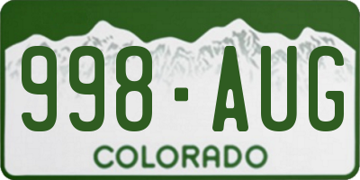 CO license plate 998AUG