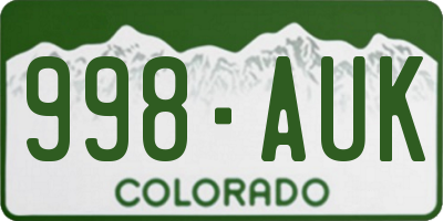 CO license plate 998AUK