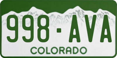 CO license plate 998AVA