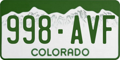 CO license plate 998AVF