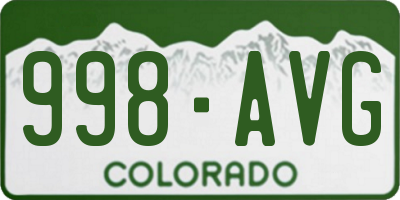 CO license plate 998AVG