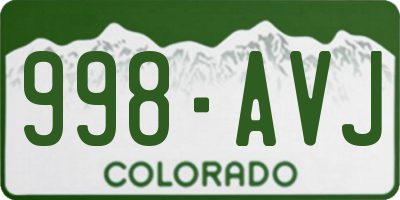 CO license plate 998AVJ