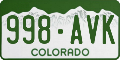 CO license plate 998AVK