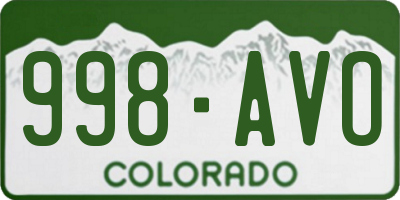 CO license plate 998AVO