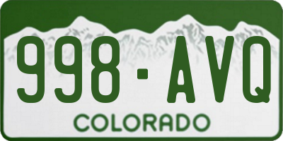 CO license plate 998AVQ
