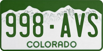 CO license plate 998AVS