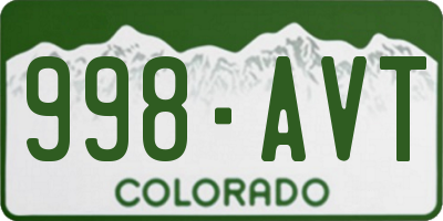 CO license plate 998AVT