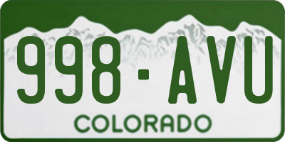 CO license plate 998AVU
