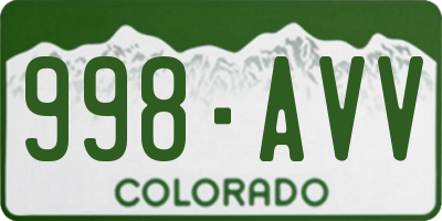 CO license plate 998AVV