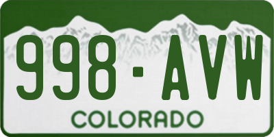 CO license plate 998AVW