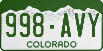CO license plate 998AVY