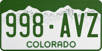 CO license plate 998AVZ