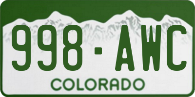 CO license plate 998AWC