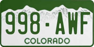 CO license plate 998AWF